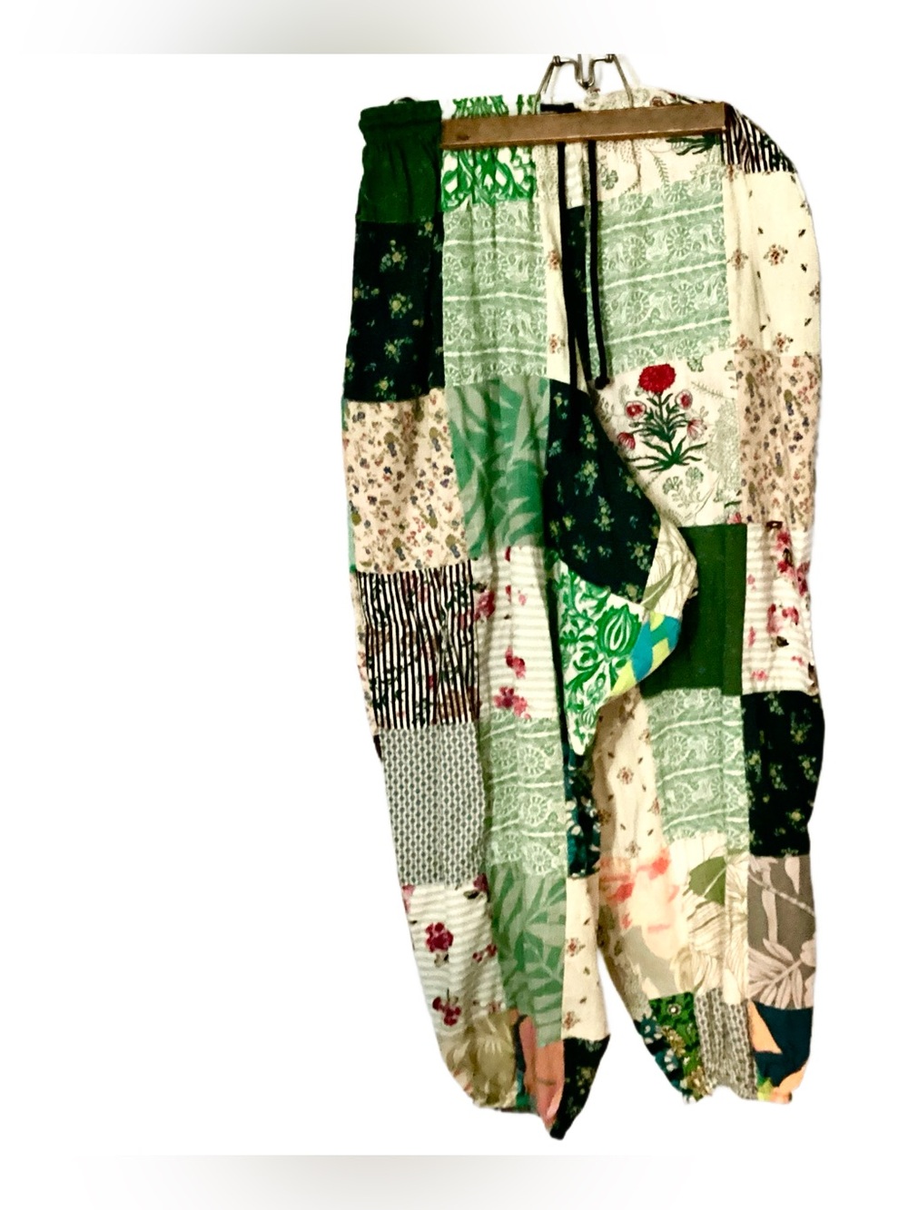 Jaded Gypsy Bohemian Patchwork Green Floral Harem Pants
